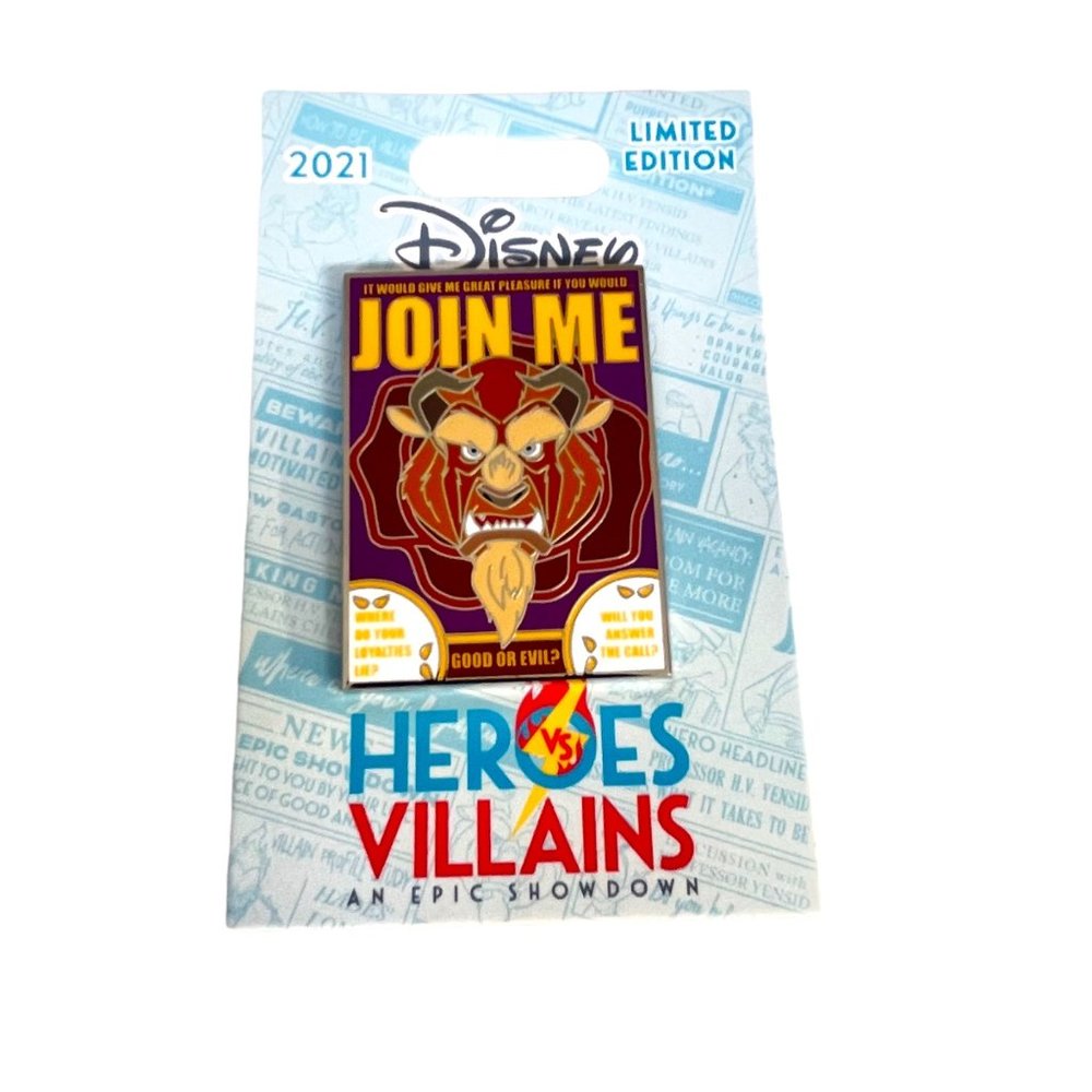 Disney Parks Heroes vs Villains Recruitment Poster Series Beast Limited Pin